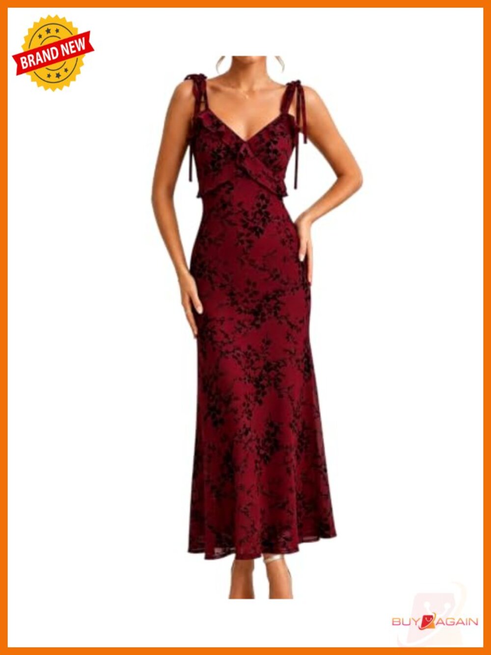 RIHOAS Boho Midi Floral Dress Flowy Sundress Wedding Guest Party Dress
